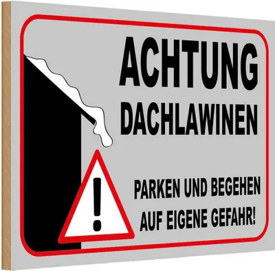 Produktbild von vianmo Holzschild 12x18 cm Achtung Dachlawinen Gefahr Warnschild Hinweisschild