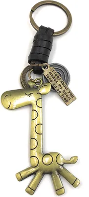 Produktbild von Onwomania Schlüsselanhänger Goldene Giraffe langer Hals niedlich Metall Anhänger Charm