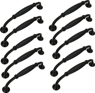 Produktbild von 10er Set Mattschwarze Möbelgriffe 128 mm – Hochwertige Aluminium-Lösungen für moderne Küchenschränke und Möbel.