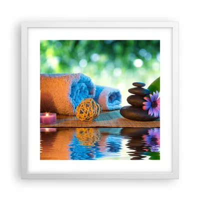 Produktbild von Gerahmtes Poster - Weißer Rahmen - Natur Entspannung Spa Kerzen - 40x40 cm - Wand Bild - Wanddeko - Wandbilder - Wandposter - Bilderrahmen - Bilder - Kunstdruck - Wandbild - P2WAC40x40-2554