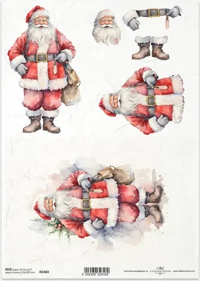 Produktbild von ITD Reispapier Decoupage Bastelpapier Serviettentechnik-R2484 Weihnachtsmann, 3D-Effekt