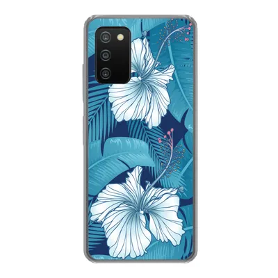 Produktbild von MuchoWow® Handyhülle Schutzhülle Hülle für Samsung Galaxy A03s Tropisch - Blumen - Blau Silikon Softcase Handy Hülle - Schutz