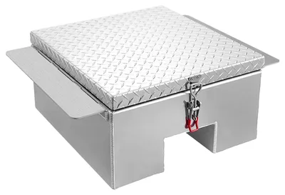 Image de Boîte de rangement VEVOR pour benne de camion, coffre de rangement en aluminium avec plaque en diamant, organisateur de rangement, capacité jusqu'à 100 kg, idéal pour pick-up, benne de camion, camping-car, remorque, dimensions : 770 x 610 x 310 mm