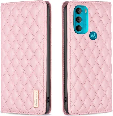 Produktbild von Moto G71 5G Hülle, Elegant Bookstyle Flip Leder Kartenfächer Schutzhülle mit Ständer für Motorola Moto G71 5G Pink