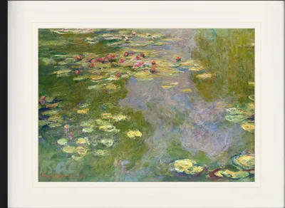 Obrázek produktu pro Claude Monet Zarámovaný obraz s elegantním paspartováním | Obrazy na zeď | V rámu - Lekníny, 1919 (60 x 80 cm)