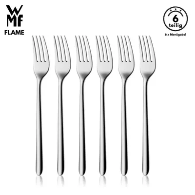 Produktbild von WMF Flame Menügabel set, 6 tlg, , Cromargan Edelstahl 18/10 mattiert, spülmaschinenfest, ergonomisch, Gabel, Bestecksets, Tafelgabeln, besteck