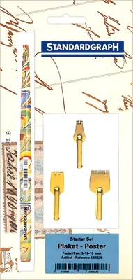 Produktbild von Standardgraph Kalligraphie Set, Plakatfedern Starter 5/10/15 mm, 1 Federhalter
