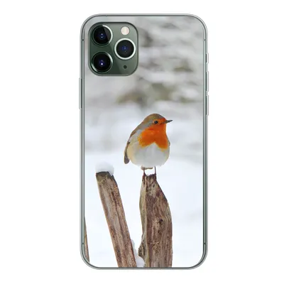 Produktbild von MuchoWow® Handyhülle Schutzhülle Hülle für iPhone 11 Pro Vogel - Zaun - Schnee Silikon Softcase Handy Hülle - Handy