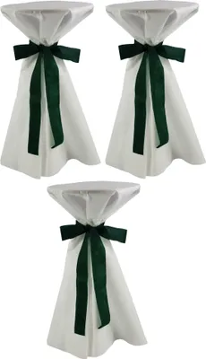 Produktbild von 3 Stück Stehtischhusse 80cm Ø Sensalux,  weiß, Schleifenband grün