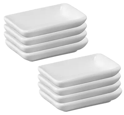 Obrázek produktu pro Sada 8 keramických misek/servírovacích talířků, obdélníkového tvaru (7,8 x 5 x 1,5 cm)