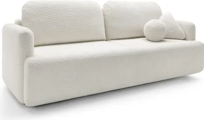 Produktbild von Dreisitzer-Sofa Lambina mit Schlaffunktion, Bettkasten, Boucle-Bezug in Cremeweiß