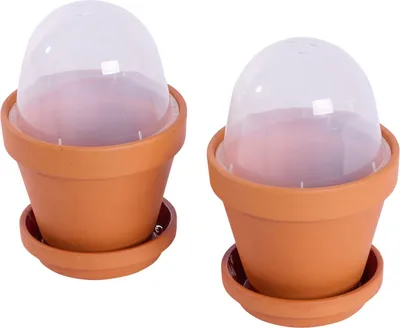 Zdjęcie produktu dla zestaw 2 glinianych doniczek Ø 11 cm wraz ze spodkiem