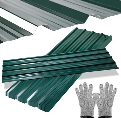 Image de Izrielar 24x Tôle profilée Tôle trapézoïdale Tôle de toiture, tôle d'acier galvanisée - profil ondulé en anthracite, tôle d'acier pour l'extérieur, pour toitures, abris de voiture