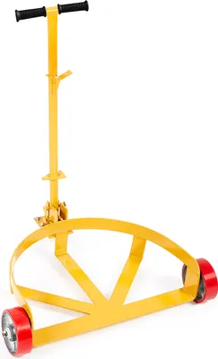 Immagine prodotto di SucceBuy Carrello per trasporto fusti, 55 galloni, capacità 1200 lbs, carrello da trasporto rotondo in acciaio, robusto, design a basso profilo, maniglia regolabile, 3 ruote