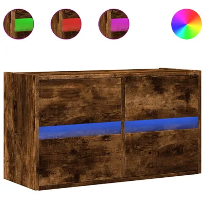 Produktbild von vidaXL TV-Wandschrank mit LED-Beleuchtung Räuchereiche 80x31x45 cm