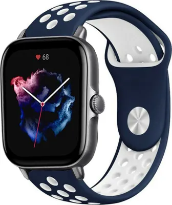 Produktbild von Strap-it Amazfit GTS 3 Sportarmband (Blau/Weiß)