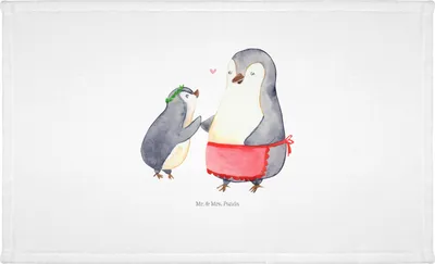 Produktbild von Mr. & Mrs. Panda Handtuch Pinguin mit Kind - Weiß - Geschenk, Mama, Flauschtuch, Familie, Muttertag, Vorbild, Frotteehandtuch, Mutter, gesichtshandtuch, kleines, 50x100