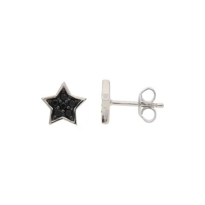 Produktbild von Stern Ohrstecker Silber 925 Zirkonia schwarz JL10-06-2467 JuwelmaLux