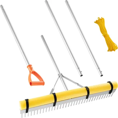 Produktbild von VEVOR Rechen Aluminium, 914 mm Kopf, Gartenrechen, Unkrautrechen, Landschaftrechen zum Auflockern von Erde, Garten & Hof, Teichkies & Strandrasenpflege,  schwimmender Teichrechen mit Seil