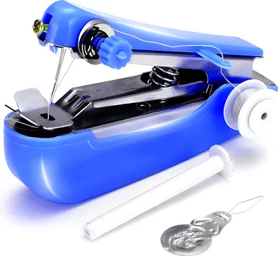 Produktbild von Nähmaschine Mini Manuell Tragbare Handnähmaschine Einfach Bedienen Mini-Nähmaschine Handheld Nähen Reise-Nähset Nähset Hand Sewing Machine Blau Retoo