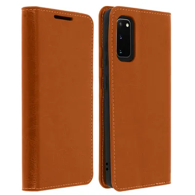 Image de Avizar, étui de protection en cuir pour Samsung Galaxy S20 avec portefeuille intégré, couleur camel