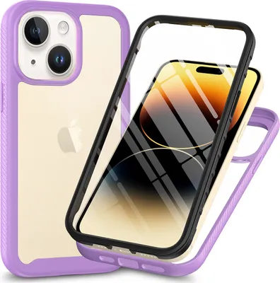 Produktbild von iPhone 15 Hülle, Bumper mit Eingebautem Displayschutz Komplettschutz Schutzhülle für iPhone 15 Lila