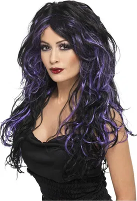 Produktbild von Smiffys - Perücke für Damen SM587 (Einheitsgröße) (Schwarz/Violett)