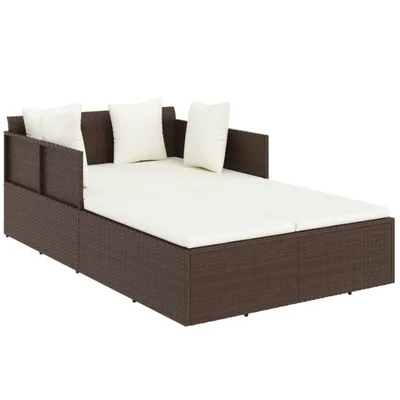 Obrázok produktu pre vidaXL Lehátko s vankúšom hnedé 182x118x63 cm Poly ratan