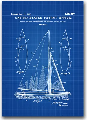 Produktbild von Poster - Canvas - Leinwand - 59,4 cm x 84,1 cm - Fotoposter - Leinwandkunst - Patent für Herreshoff Segelboot