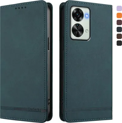 Produktbild von Hülle für OnePlus Nord 2T, Retro Kunstleder Ständer Klapphülle mit Kartenfächer und Magnetische Grün
