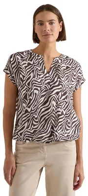 Produktbild von Cecil Bluse mit Split Neck und Zebra-Print Brown Cacao S