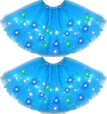 Produktbild von 2 Stück - LED-Tüll-Tutu, leuchtendes Rock-Tutu 40 cm blau