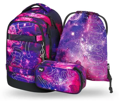 Produktbild von Baagl Schulrucksack Set Jungen Mädchen Teenager 3 Teilig - Galaxy