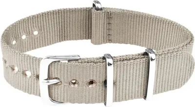 Produktbild von ClassicWatchStraps Nylon Uhrenarmband - Beige, 20 mm, Silber poliert