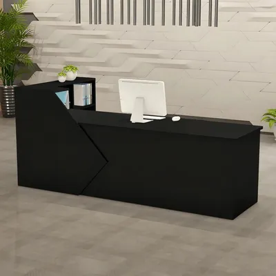 Zdjęcie produktu dla Recepcja, blat 250x60x100 cm, kolor czarny + czarne półki