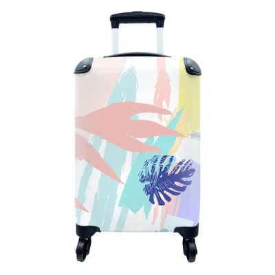 Produktbild von MuchoWow® Koffer Handgepäck Trolley Rollkoffer Kleine Reisekoffer mit 4 Rollen - Sommer - Strand - Rosa - Cabin Size < 55x40x23 cm & 55x40x20 cm - Fotokoffer - Kabinenkoffer - Boardgepäck - Reise-Box - Reisekoffer - Reisegepäck - Koffer mit Bild - Trolley für Kinder