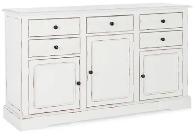 Produktbild von Casa Padrino Landhausstil Sideboard Antik Weiß 145 x 40 x H. 85 cm - Landhausstil Schrank mit 3 Türen und 5 Schubladen - Landhausstil Möbel - Landhausstil Einrichtung