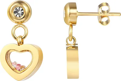 Produktbild von Karisma Damen Edelstahl Ohrstecker Anhänger Herz Liebe Zirkonia im Glas Farbwahl EQD100 - Silber