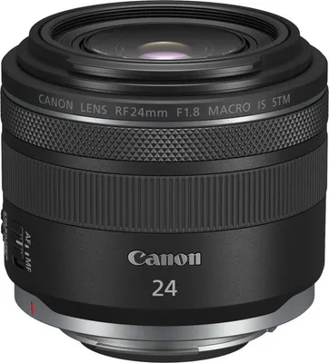 A close-up studio shot of a Canon camera lens.
