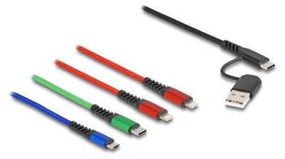 Image de Delock 4 en 1 - Câble uniquement pour la charge - USB, connecteur USB-C mâle à 24 broches vers Micro-USB Type B, Lightning, connecteur USB-C mâle à 24 broches