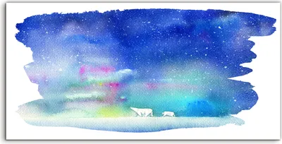 Produktbild von Coloray Canvas 120x60  Wandbild Leinwand Bilder Foto Bild Eisbärenbaby und Nordlicht
