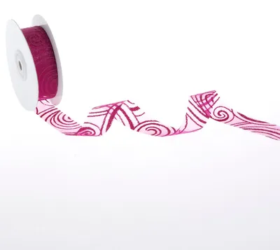 Produktbild von Organzaband mit Kringelmuster - Pink - 25 mm - 20 m - 94483 25 34