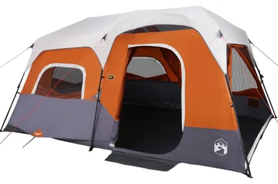 Produktbild von vidaXL Familienzelt mit LED 9 Personen Hellgrau Orange Quick Release