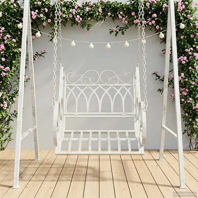 Produktbild von Möbel Schaukelbank Stahl 71 x 75 x 59 cm Antik Weiß - Hollywoodschaukeln &54762