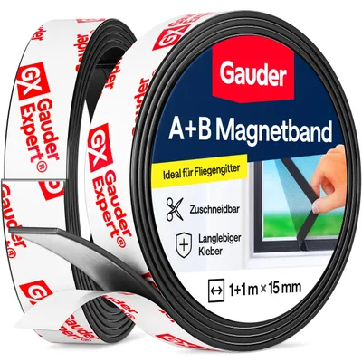 Zdjęcie produktu dla GAUDER A+B, samoprzylepna taśma magnetyczna, pasek magnetyczny do moskitier (8+8 m) – wymiary: 8 metrów + 8 metrów