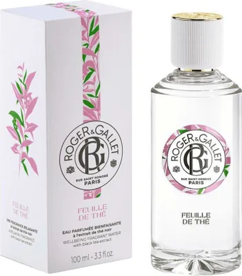 A product shot of a perfume bottle and its packaging.