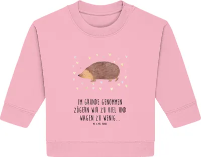 Produktbild von Mr. & Mrs. Panda Organic Baby Pullover Igel Herzen 6. - 12. Monat - Baumwolle Pink - Geschenk, Lustige Sprüche, Herz, Bullover, Kuss, Leben, Liebe