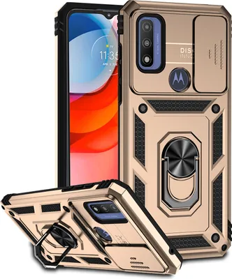Image de Étui pour Motorola G Pure étui double couche avec couvercle coulissant pour l'appareil photo et anneau de support Or