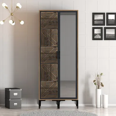 Immagine prodotto di Skye Decor, Kumsal PR - Noce, Antracite, Armadio, Noce, 100% PANNELLI DI PARTICELLE RIVESTITI IN MELAMMINA, 80 x 201,4 x 47,5 cm