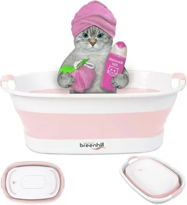 Produktbild von Hundebad Faltbar - Tragbares Welpenbad - Tierpflege - Raumsparendes Design - 23,4 x 15.7 Zoll - Rosa